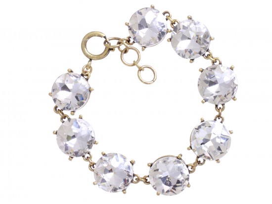 Clear Crystal 16mm Cabochon Gold Link Bracelet