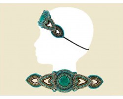 Turquoise Round Seed Bead Stretch Headband