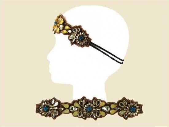 Brown Stone Flower Patterns Stretch Headband Brown Stone Flower Patterns Stretch Headband