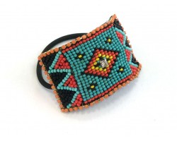 Turquoise Red Black Crystal Seed Bead Bracelet