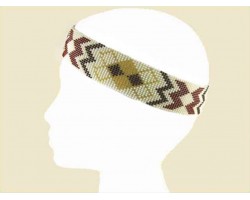 Ivory Gold Brown Chevron Seed Bead Headband