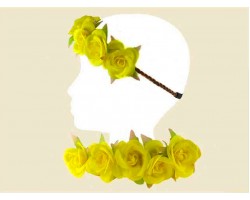 Yellow Rose 6 Silk Flower Stretch Headband