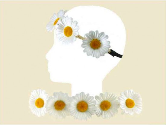 White Daisy Silk Flower Headband