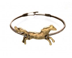 Antique Gold Running Horse Hook Wire Bangle