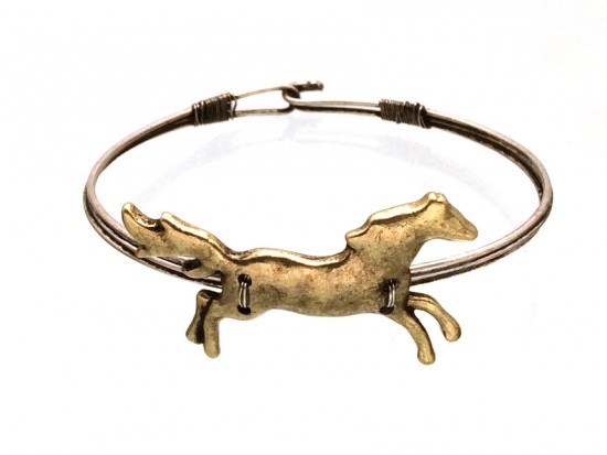 Antique Gold Running Horse Hook Wire Bangle Antique Gold Running Horse Hook Wire Bangle