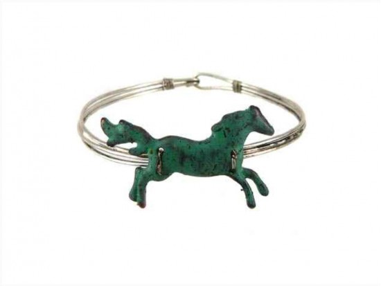 Patina Running Horse Hook Wire Bangle Patina Running Horse Hook Wire Bangle