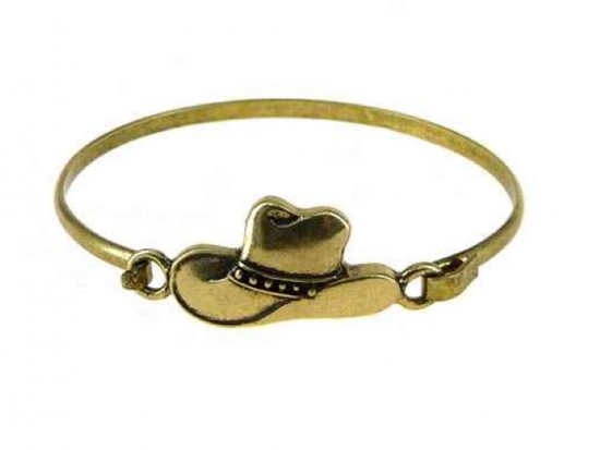 Gold Burnished Cowboy Hat Wire Hook Bracelet Gold Burnished Cowboy Hat Wire Hook Bracelet