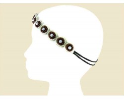 Ivory Brown Seed Beads Flowers Stretch Headband