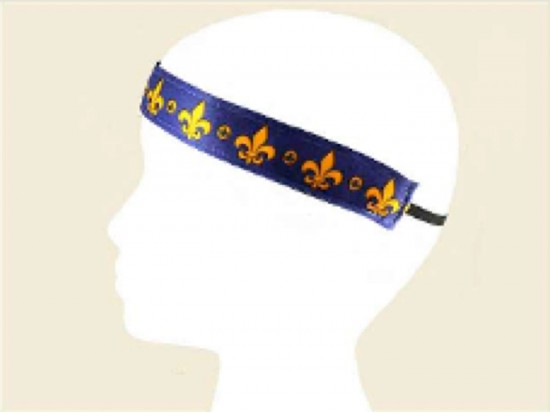 Purple Band Gold Fleur de Lis Stretch Headband