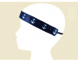 Navy Band White Anchors Stretch Headband