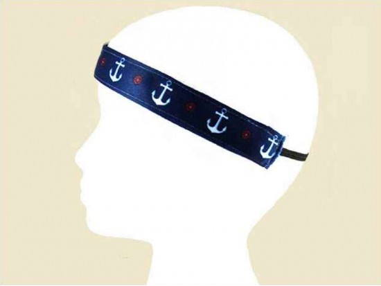 Navy Band White Anchors Stretch Headband