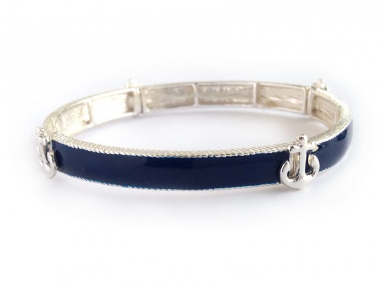 Navy Anchor Sectional Stretch Bracelet
