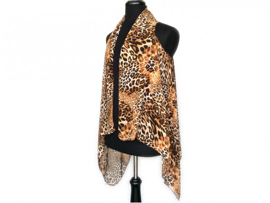 Leopard Sleeveless Long Tailed Cardigan Leopard Sleeveless Long Tailed Cardigan