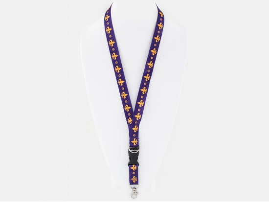 Purple Gold Fleur ‘de Lis Cloth ID Lanyard Purple Gold Fleur ‘de Lis Cloth ID Lanyard