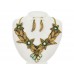 Ivory Seed Bead Flowers Crystal Collar Necklace Set