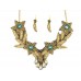 Ivory Seed Bead Flowers Crystal Collar Necklace Set