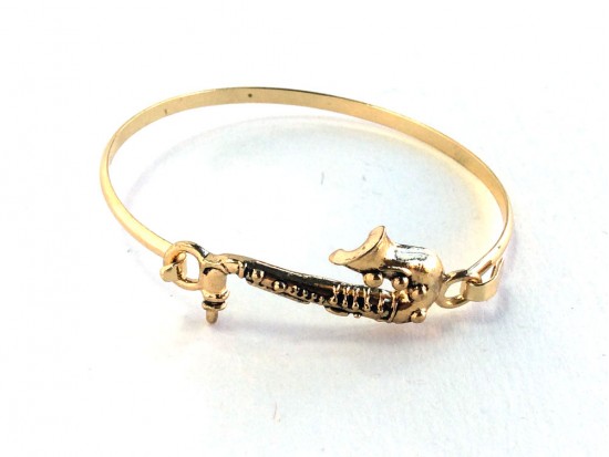 Gold Saxophone Hook Bangle