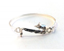 Silver Saxophone Hook Bangle