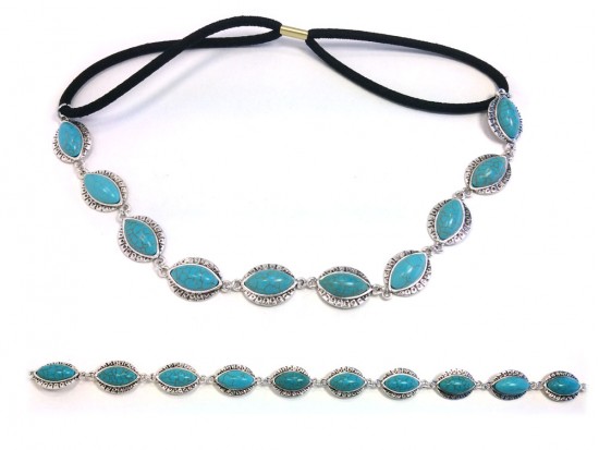 Turquoise Marquise Stones Stretch Hatband
