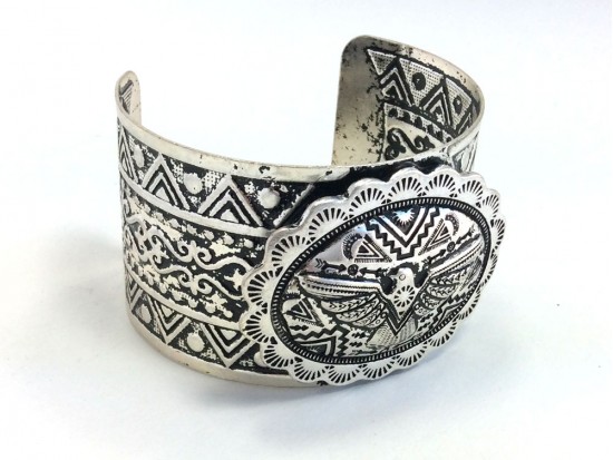 Silver Thunder Bird Concho Cuff Bracelet Silver Thunder Bird Concho Cuff Bracelet