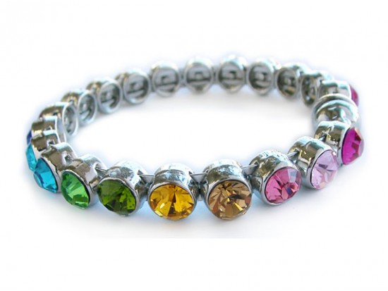 Dark Multi Crystal Metal Magnetic Bangle