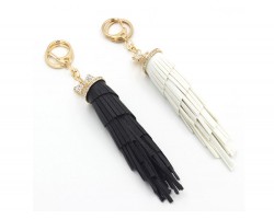 Leather Tassel Gold Key Chain 2pk
