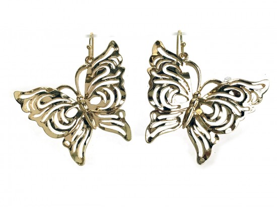 Gold Butterfly Hook Earrings