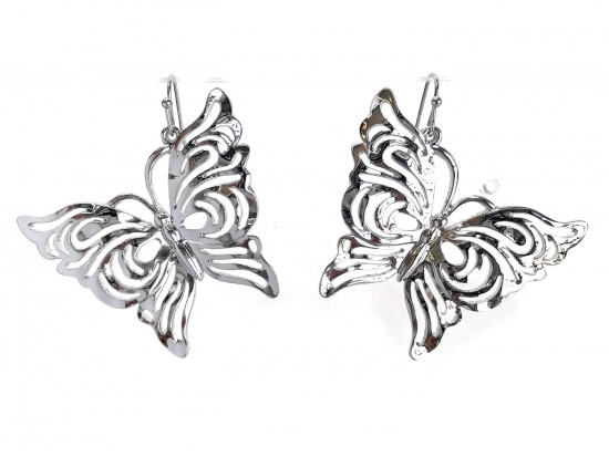 Silver Butterfly Hook Earrings