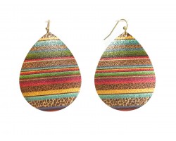 Multi Serape Teardrop Glitter Texture Hook Earrings