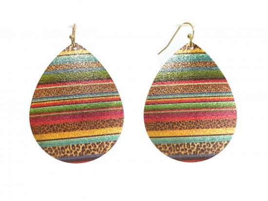 Multi Serape Teardrop Glitter Texture Hook Earrings