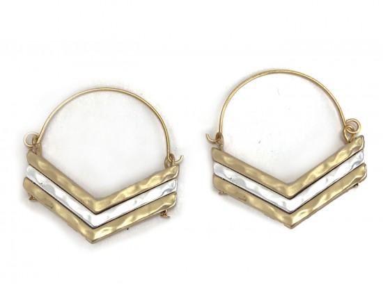 Gold Silver Chevron Hoop Earrings Gold Silver Chevron Hoop Earrings