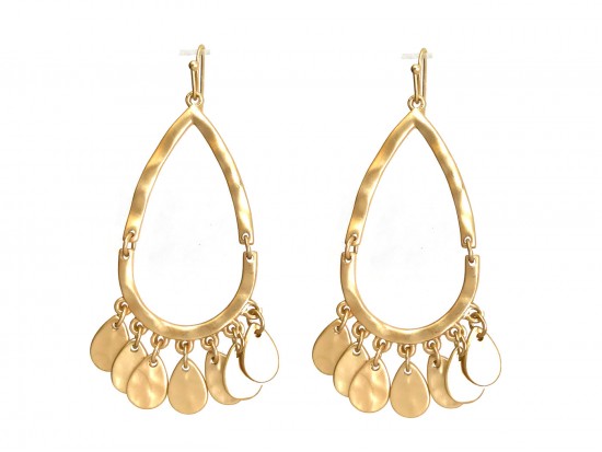 Gold Teardrop Charm Hook Earrings