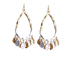Gold Silver Teardrop Charm Hook Earrings