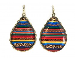 Dark Multi Serape Teardrop Hook Earrings