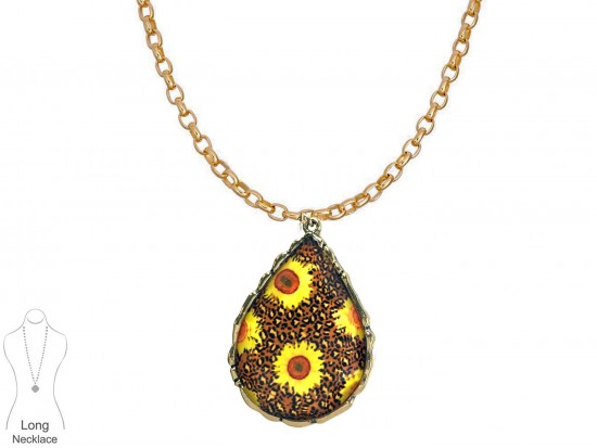 Sunflower Teardrop Gold Chain Necklace