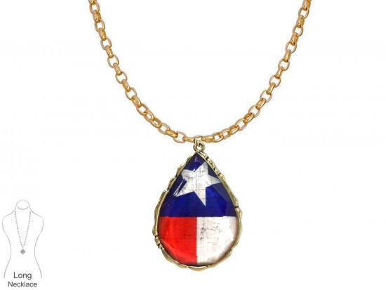Texas Flag Teardrop Gold Chain Necklace