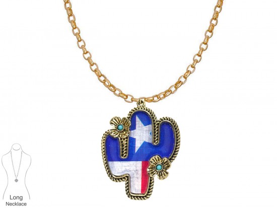 Texas Flag Cactus Gold Chain Necklace Texas Flag Cactus Gold Chain Necklace