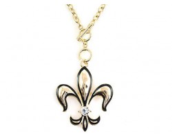 Gold Chain Toggle Necklace with Gold Fleur De Lis Pendant