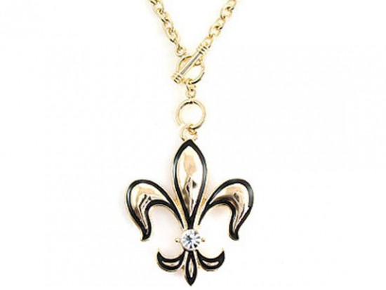 Gold Chain Toggle Necklace with Gold Fleur De Lis Pendant