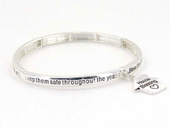 Silver Plate House Blessing Stretch Bracelet