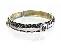 Silver Etched Vine Stretch Bracelet