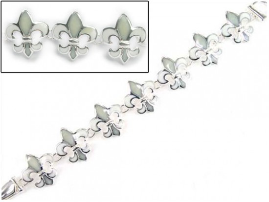 White Fleur-De-Lis Magnetic Bracelet