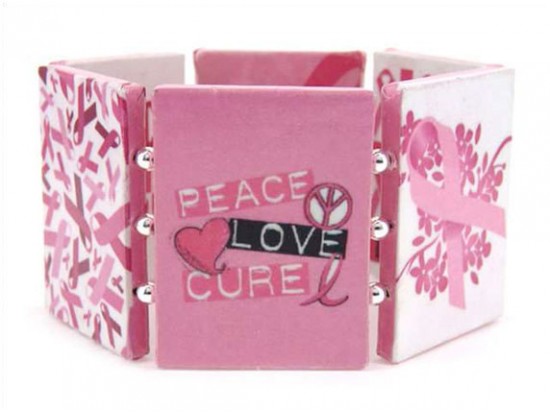Pink Cancer Ribbon Paper Art Bracelet Pink Cancer Ribbon Paper Art Bracelet