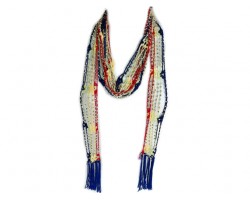 Dark Multi Crochet Silver Beaded Scarf