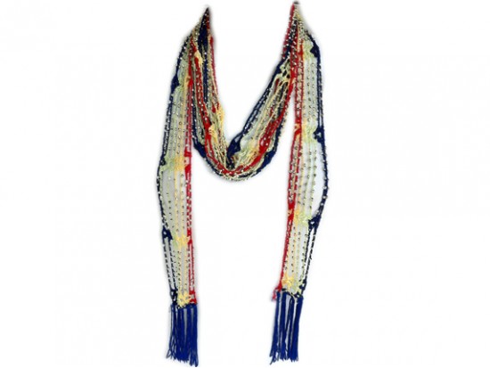 Dark Multi Crochet Silver Beaded Scarf