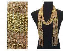 Gold Crochet Gold Beaded Scarf