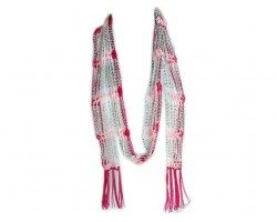 Pink Shades Crochet Silver Beaded Scarf