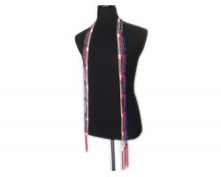 Red White Blue Crochet Silver Beaded Scarf