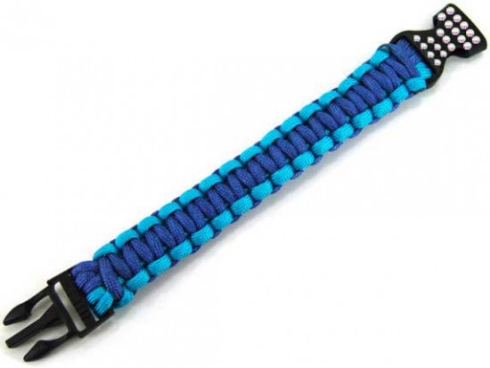 Blue & Turquoise Survival Paracord Braided Bracelet Crystal