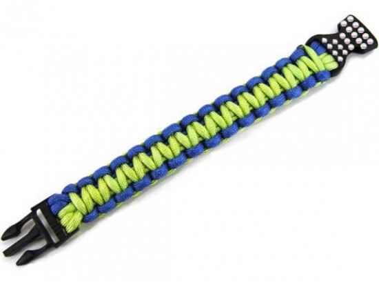 Green & Blue Survival Paracord Braided Bracelet Crystal Green & Blue Survival Paracord Braided Bracelet Crystal